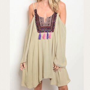 Boho embroidery tassel Festival tank dress